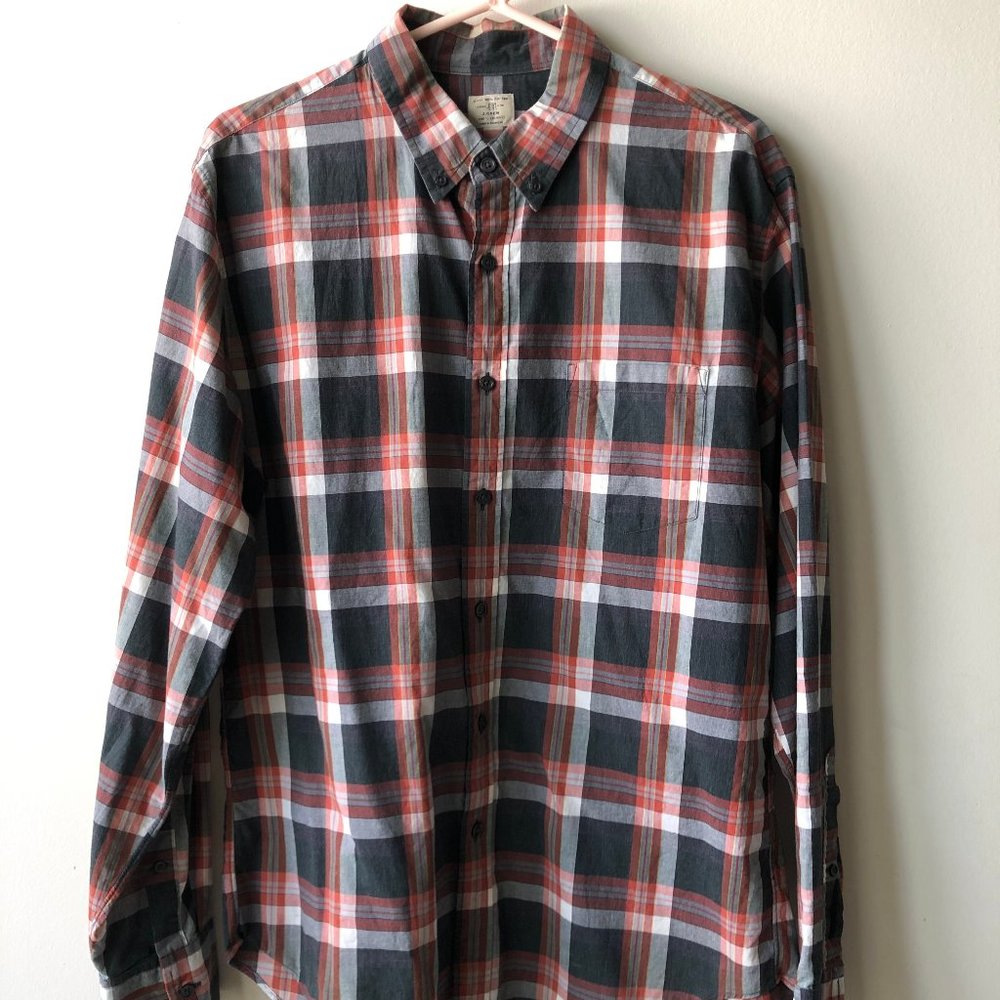 J. Crew Men's 2-ply Cotton Plaid Button Up